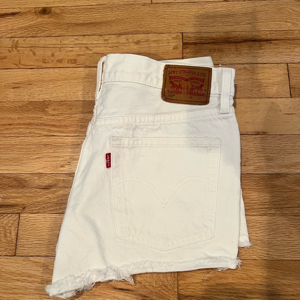 White Levi Jean Shorts
